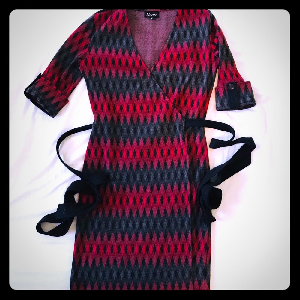 Wrap Dress in Red + Black (so flattering!)